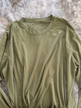Nike Olive Green Long Sleeve Performance Tee